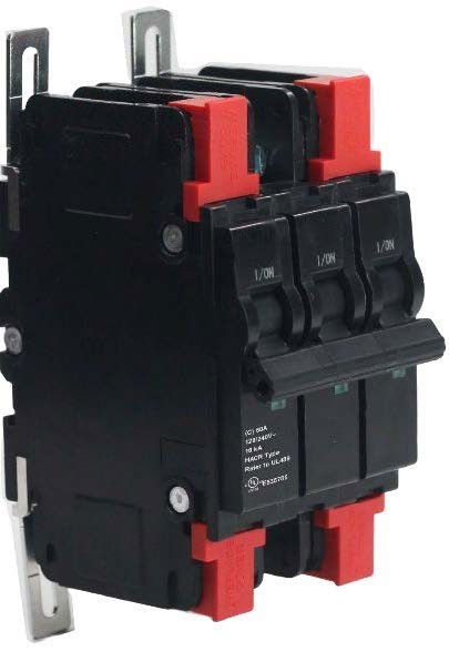 Legacy Shield LS A1U-60 three-pole miniature circuit breaker on DIN rail